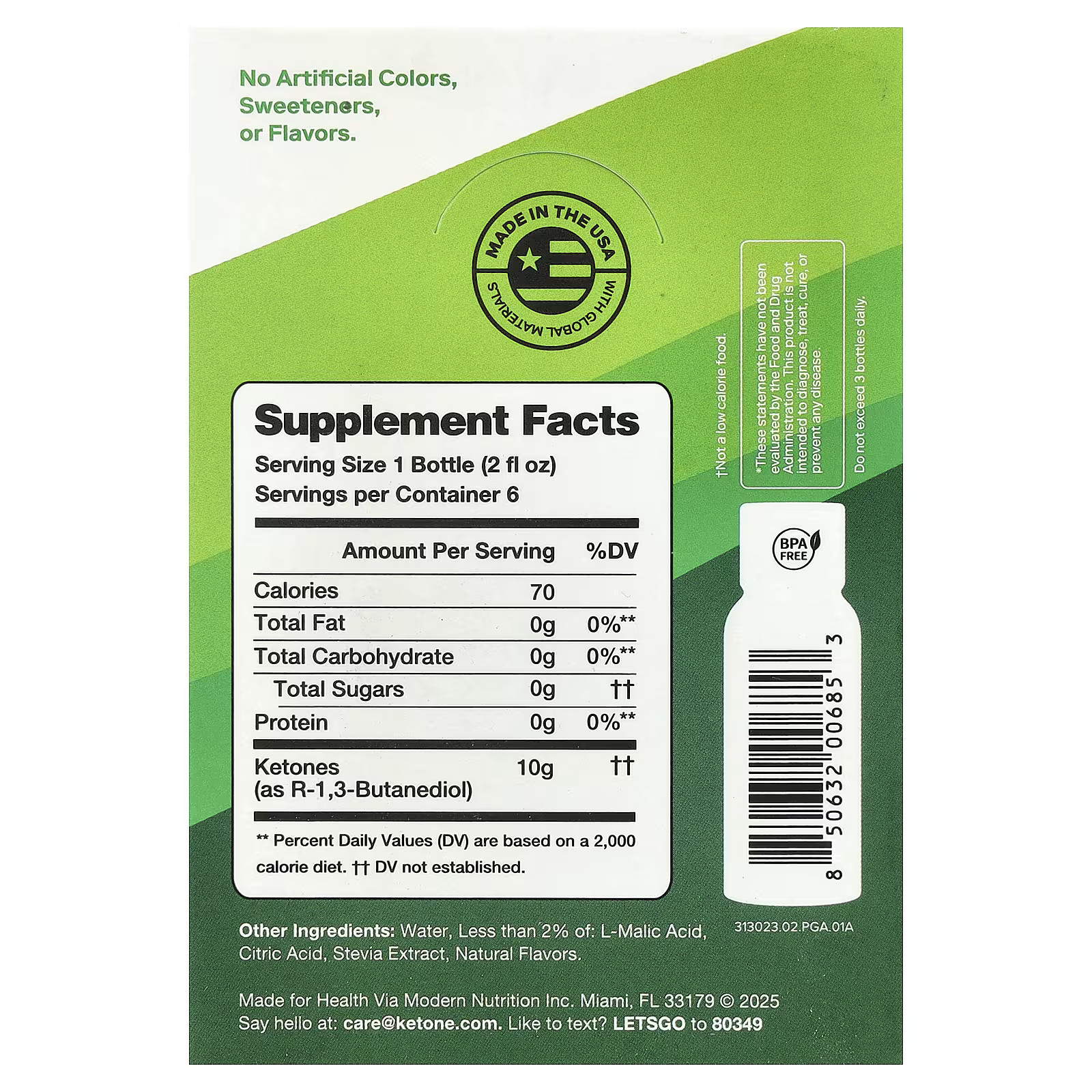 2 X  Ketone-IQ, Energy Shot, Green Apple, Caffeine Free, 6 Bottles, 2 fl oz (59