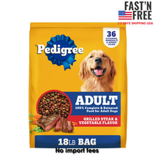 Pedigree Complete Nutrition Adult Dry Dog Food, Grilled Steak 18 lb.New Bag