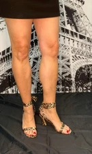 NINE WEST SZ 12 Animal Print Silk Ankle Strap Sandal Drag Crossdresser  CDTVTS