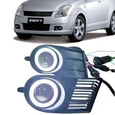 Led Fog Lights Foglamp Wires Cover Cob Halo Angel Eye For Suzuki Swift 2005-2010