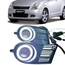 LED Fog Lights Foglamp Wires Cover COB Halo Angel Eye For Suzuki Swift 2005-2010