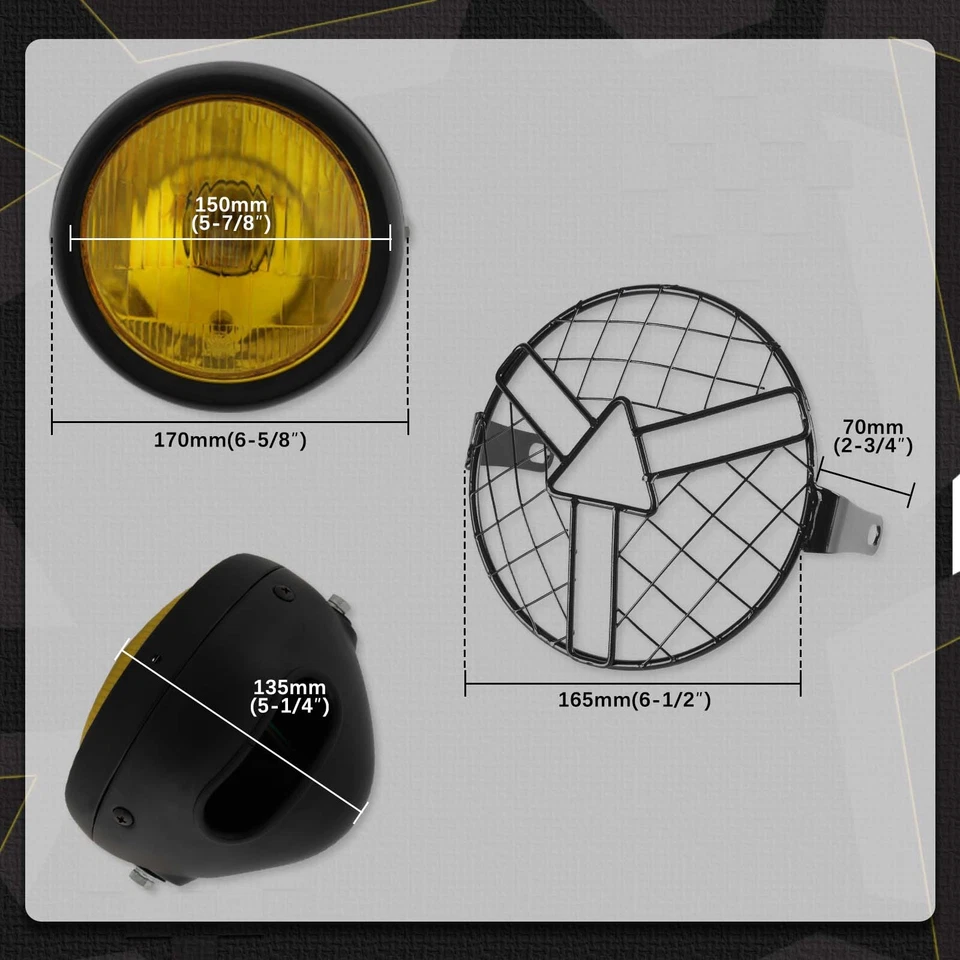 Faro con lente retro ámbar y rejilla protectora para Triumph Street Speed Twin Foto 2 de 4