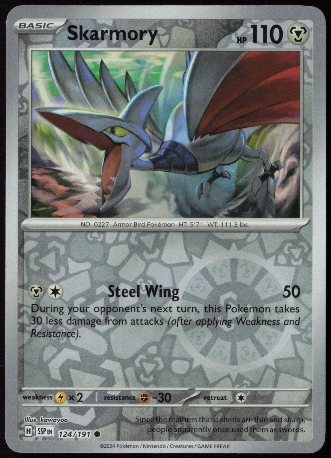 Skarmory 124/191 Surging Sparks Common Reverse Holo Pokemon NM
