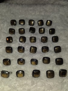 30 VINTAGE NOS SQUARE SINGLE SHANK BLACK & GOLD BUTTONS