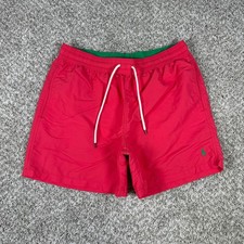 Polo Ralph Lauren Swim Trunks Mens L Red Green Pony Elastic Waist Drawstring