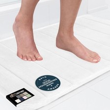 Gorilla Grip Memory Foam Bath Mat Absorbent Non-Slip Shower Rug 36x24 White Bath