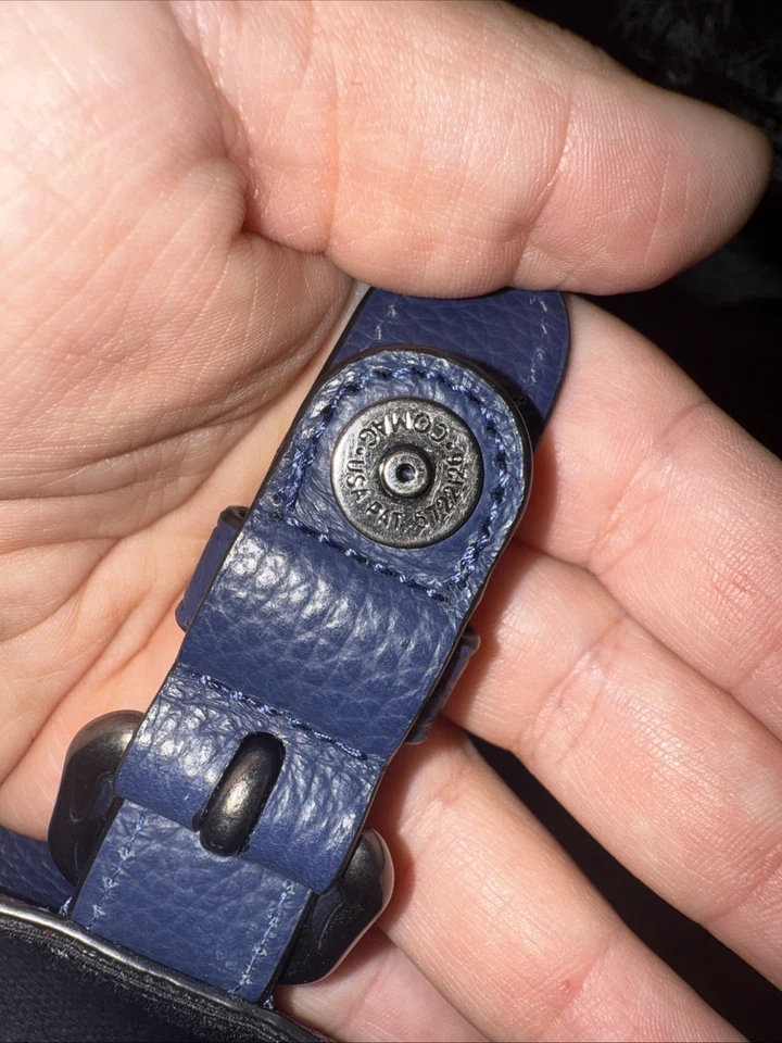 BOLSO BANDOLERA HUDSON PEQUEÑO DE CUERO AUTÉNTICO COACH PARA HOMBRE #1309 Azul Oscuro Foto 4 de 4