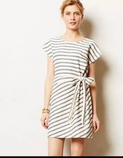 ANTHROPOLOGIE Saturday Sunday Striped Yael Side Tie Dress M Comfy Shift