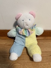 Vintage Eden Terry Cloth Clown Bear Plush 11" Pastel Cute HTF Ruffle Collar Toy