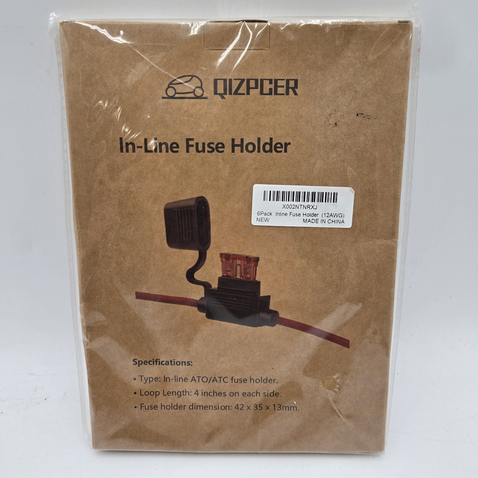 6 pack 12 AWG ATC/ATO In-Line Fuse Holder 42X35X13mm. QIZPCER