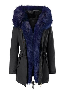 %SALE% HEINE B.C. Damen 2-in-1-Parka Webpelz+Weste Gr. 38, schwarz/blau *DEAL*