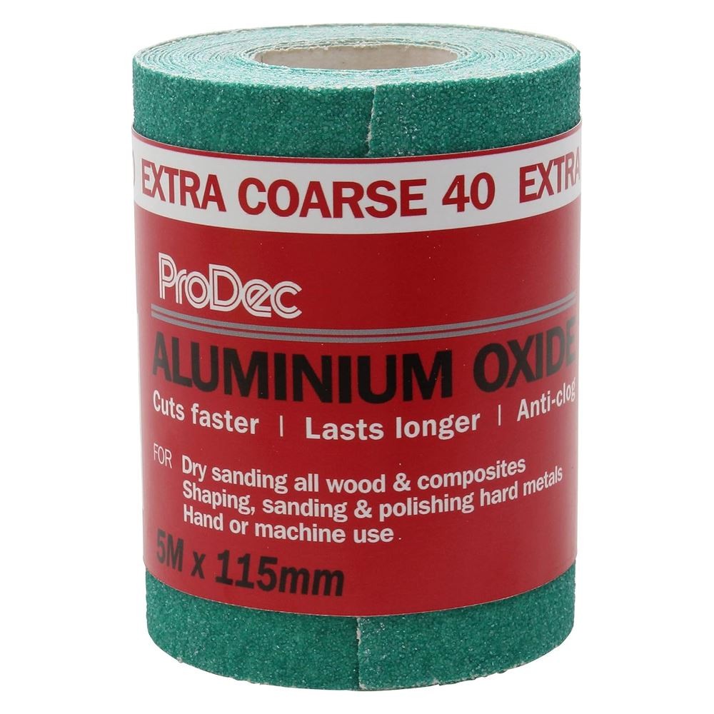 ProDec Green Aluminium Oxide Abrasive Roll Coarse 40 Grit 5m x 115mm