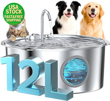 Stainless Steel Dog Water Fountain Quiet Pet Bowl for Large Dogs Cats Home