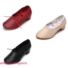 Women Ladies Teacher Ballroom Ballet Leather Practice Dance Shoes Black Red Pink