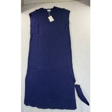 FRNCH Women M Navy Blue NWT Norane Sleeveless Belted Wool Blend Sweater Dress