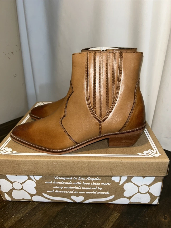 NEW SBICCA PEACE MAKER WESTERN STYLE LEATHER ANKLE BOOTS COLOR TAN SIZE US 7 NIB - Image 2 of 4