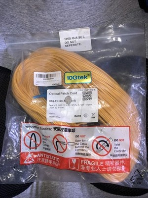 5 Pk 15m, 50ft SC/UPC-FC/UPC LSZH SM Fiber Optic Cable SC to FC OS2 Patch Cord