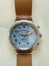 Shinola Men’s Watch Slate Blue Dial Chronograph Leather Band