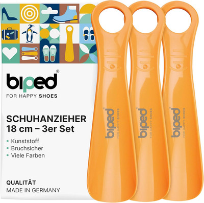 biped 3er Set Schuhanzieher aus Kunststoff 18 cm   Mini Schuhlöffel,  für unterw
