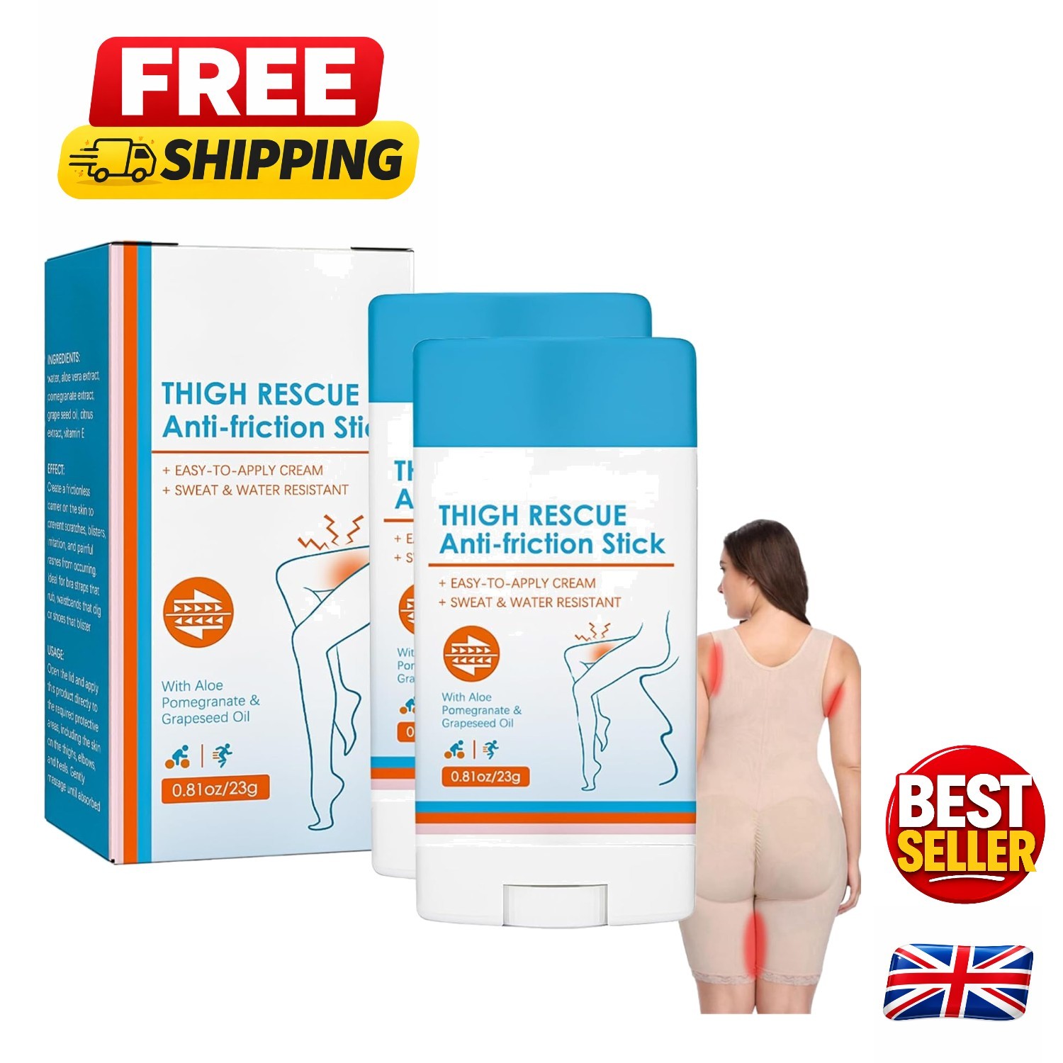 Travel-Friendly Anti Chafing Stick Set - 2PCS Skin Protection for Active Adults