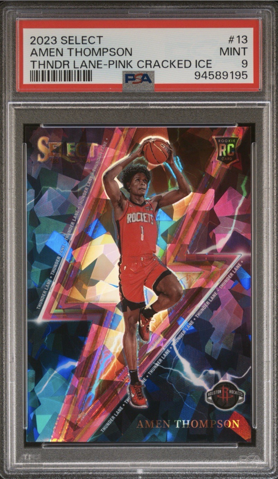 2023 Panini Select - Thunder Lane Amen Thompson #13 Pink Cracked Ice Prizm /99