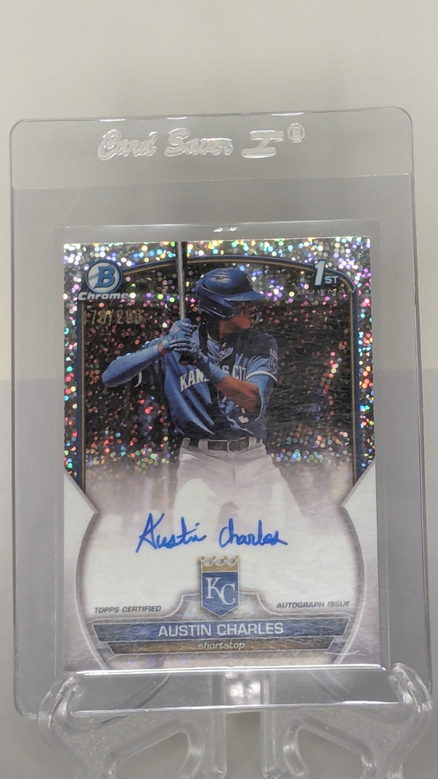2023 Bowman Chrome Austin Charles 1st Speckle Refractor Auto #/299 Royals CPA-AC
