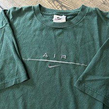 Vintage Nike Air White Tag USA Made Embroidered Swoosh Faded Green T-Shirt - XL
