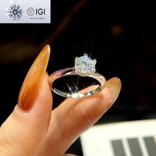 IGI 2.Ct Lab Grown Diamond Round Cut Wedding Engagement 925 Sterling Silver Ring