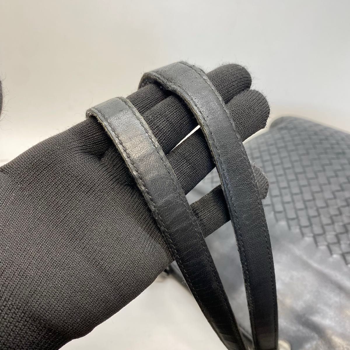 Bottega Veneta Intrecciato Tote Bag Black Leather Used thumbnail 10