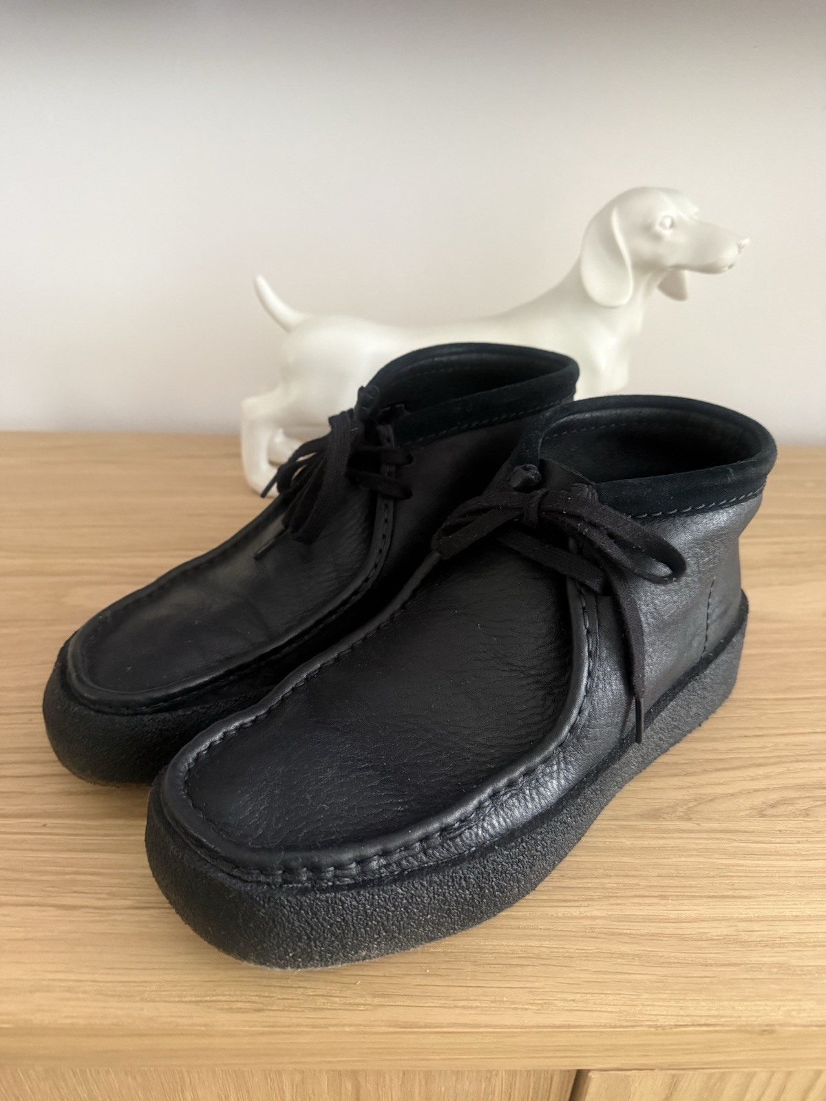 Clarks Originals Suela Plataforma Cuero Negro Wallabees Reino Unido 9 UE 43 En muy buena condición