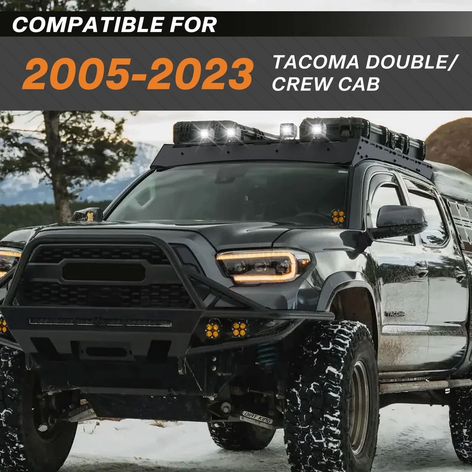 Roof Rack Cargo Luggage Carrier For Toyota Tacoma 2005-2023 w/LED Light Foto 2 de 4