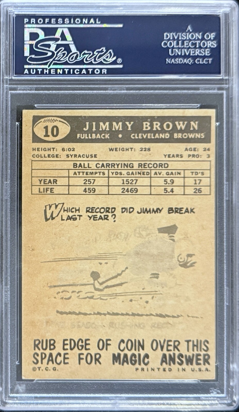 1959 Topps - Jim Brown #10 - PSA 4 view 2