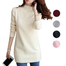 Spring Autumn Winter New Turtleneck Sweater Women's Jumper Medium Long Wool Knit