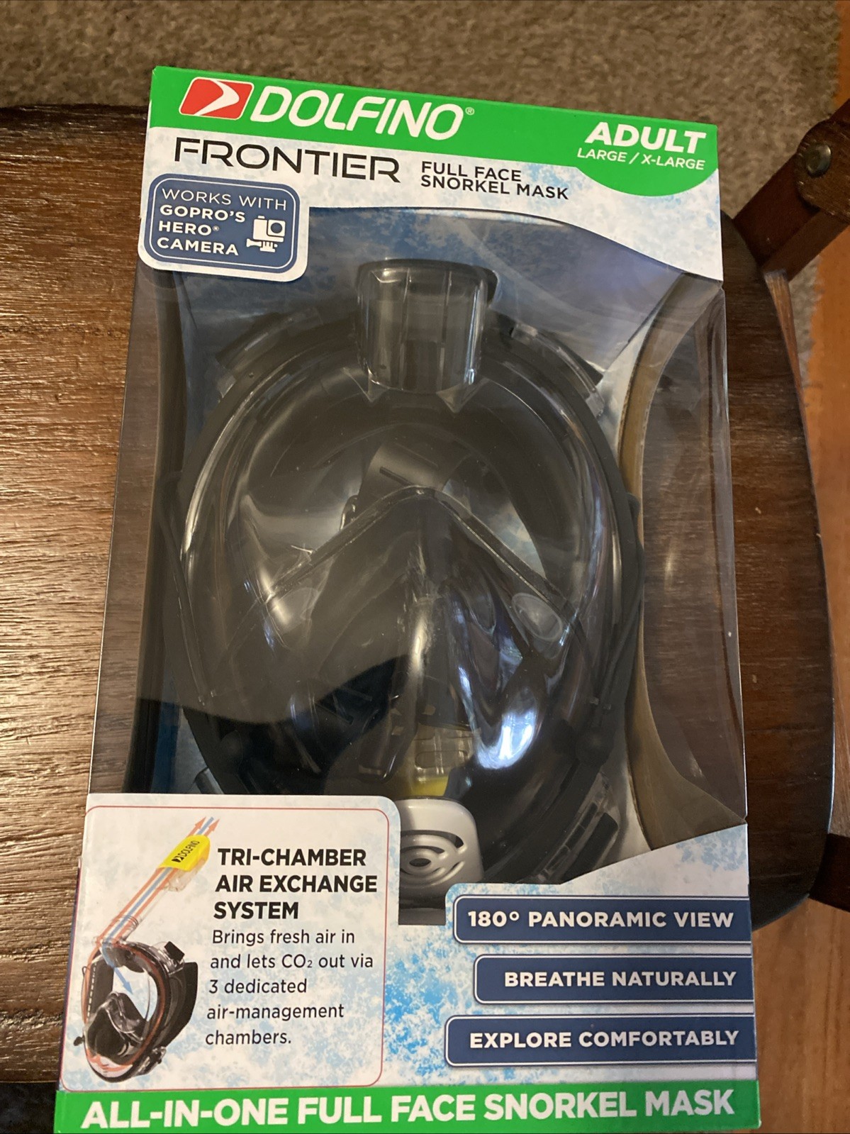 Dolfino Frontier All In One Full Face Snorkel Mask Adult Large/X-Large New 