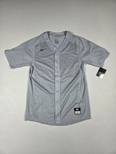 Nike Men's Team Vapor Full Button Baseball Jersey Gray 818542 NEW