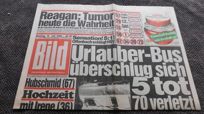 BILD Zeitung 15 Juli. 1985