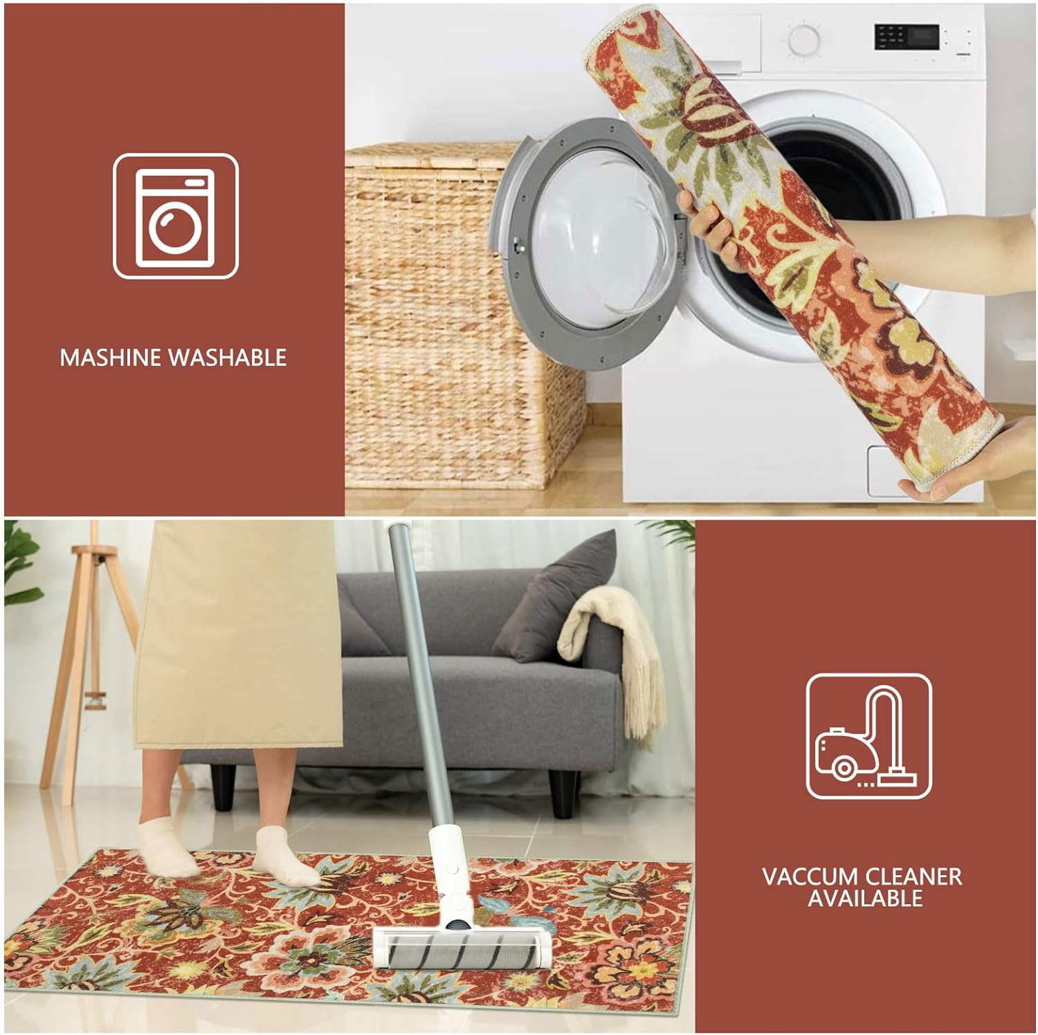 Kitchen Mats 3 Piece Set Boho Kitchen Rugs and Mats Non Slip Washable Floral Kit