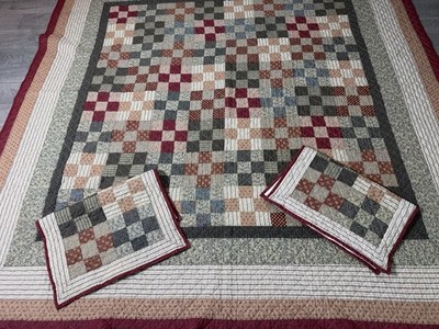 VTG JCP Home Expressions Patchwork Quilt + 2 Shams Fall Colors 90 x91 