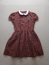 Polo Ralph Lauren Girls Dress 16 Multicolor Plaid Collared Puff Sleeve Christmas