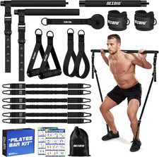 Pilates Bar Kit with 210Lbs Resistance Bands for Full Body Home Workouts