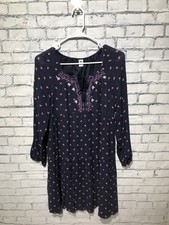 Old Navy, M, Navy Blue Floral Embroidered V-Neck Long Sleeve Dress, Lined