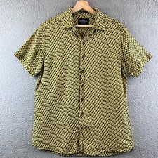 Rodd & Gunn Men's Sports Fit Short Sleeve Button Up Shirt Yellow Parrot Print M