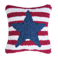 AMERICAN STARS  STRIPES HOOKED ACCENT PILLOW USA 4th of JULY C F C44488135 NEW