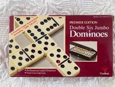 Cardinal Premier Edition Double Nine Jumbo Color Dot Dominoes Set Of 55 USED