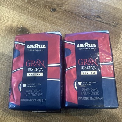 Lavazza Gran Riserva Filtro Whole Bean Coffee Dark Roast 2.2LB Bag,  2pk