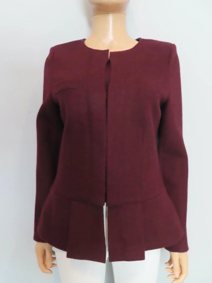 ISABEL MARANT 勃艮第超细羊毛薄纱下摆西装外套夹克 F 40/US 8 — 第 2/4 张图片