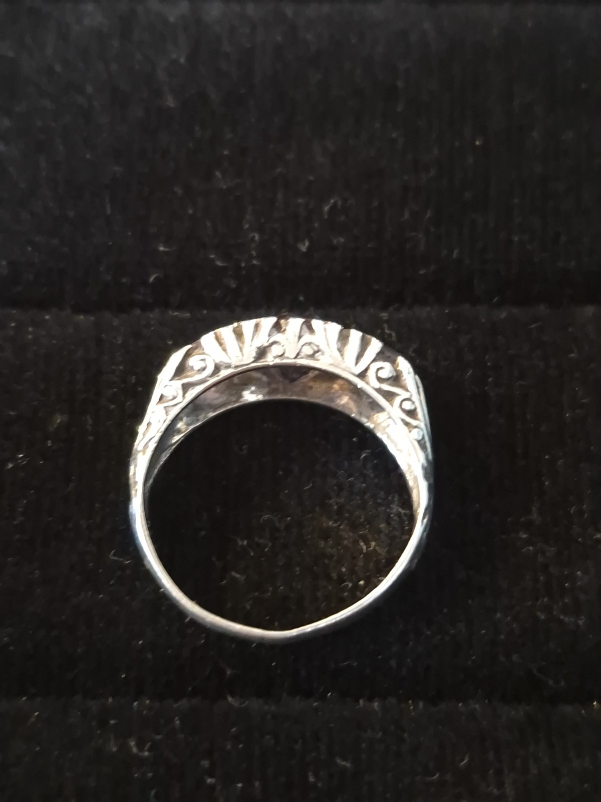 Vintage Solid Sterling Silver Triple Amethyst Rin… - image 2