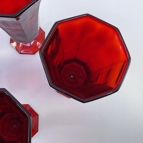 Independence Octagonal Ruby Red Iced Tea Glass Tumblers 8oz - Set Of 4 - Picture 5 of 11