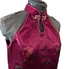 Vintage cheongsam Asian Style Blouse Women's Top floral Satin