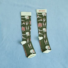 FIGS Size L Stylish Green Patterned Socks Trendy Comfort Wear